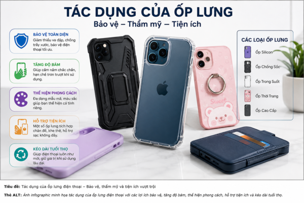 Tác dụng của ốp lưng điện thoại – Bảo vệ, thẩm mỹ và tiện ích vượt trội
